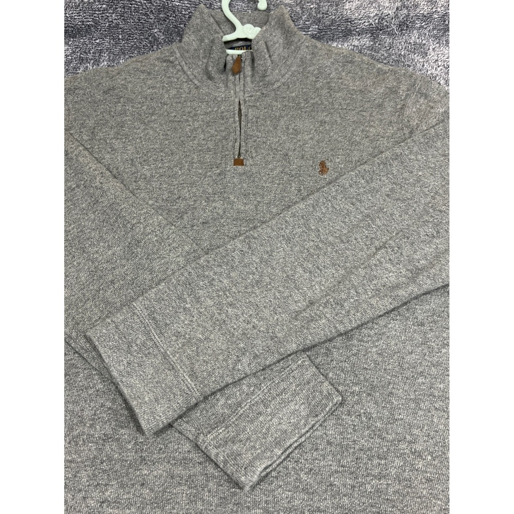 Polo Ralph Lauren Mens XL Grey 100% Cotton Quarter Zip Pullover Sweater Knit